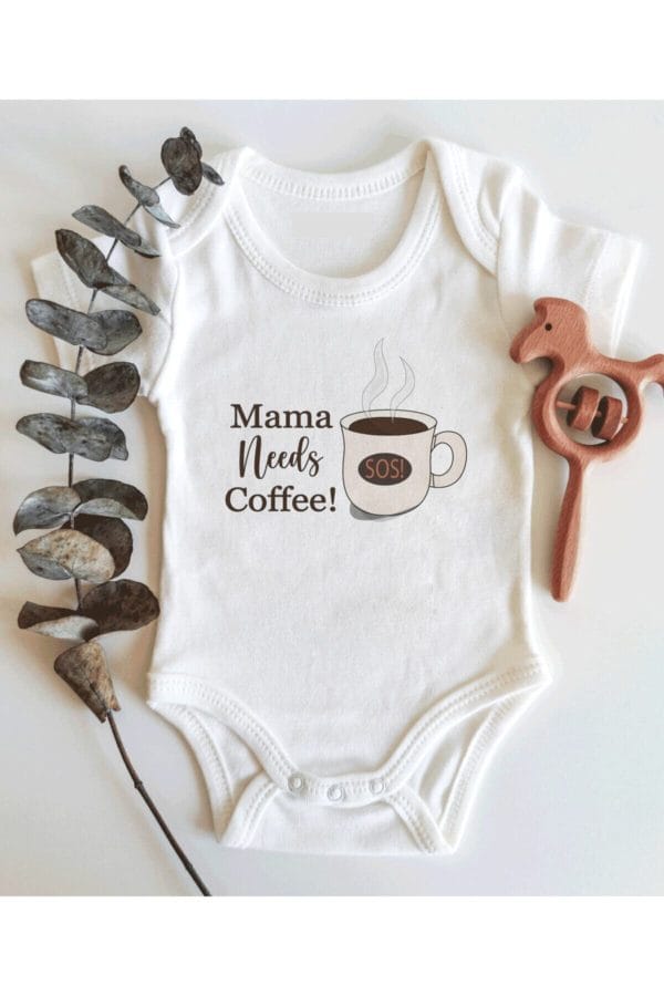 Mama Needs Coffee Kısa Kol Organik Bebek Body