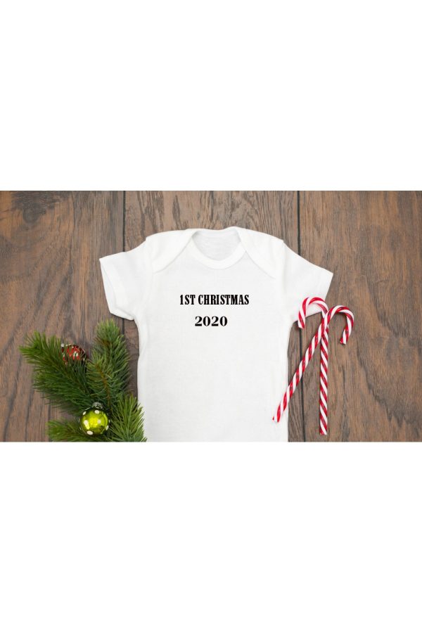 Christmas 2020 Baskılı Beyaz Bebek Zıbın Uzun Kollu