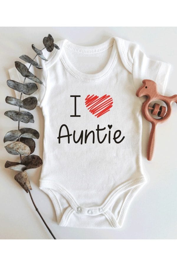 I Love Auntie Kısa Kol Organik Bebek Body