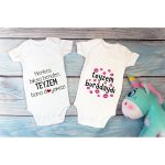 Özel Tasarım Teyzem Buradaydı Ikili Bebek Body Beyaz Yeşil Badi Zıbın