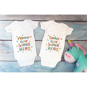 Özel Tasarım Lisanslı Hero Mommy Daddy Ikili Bebek Body 2li Anne Baba Bebek Badi Zıbın - Görsel 1