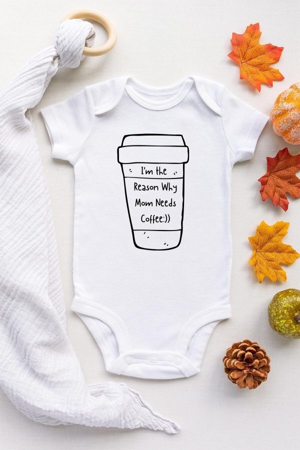Unisex Bebek Coffee Baskılı Beyaz Kısa Kollu Çıtçıtlı Pamuklu Body