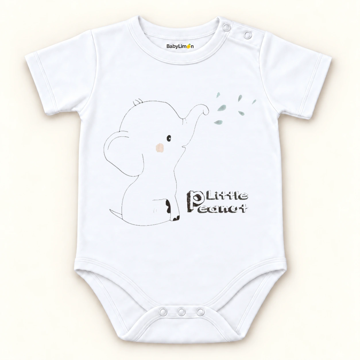 Little Peanut Kısa Kol Organik Bebek Body ana ürün görseli; BabyLimon çıtçıtlı zıbın