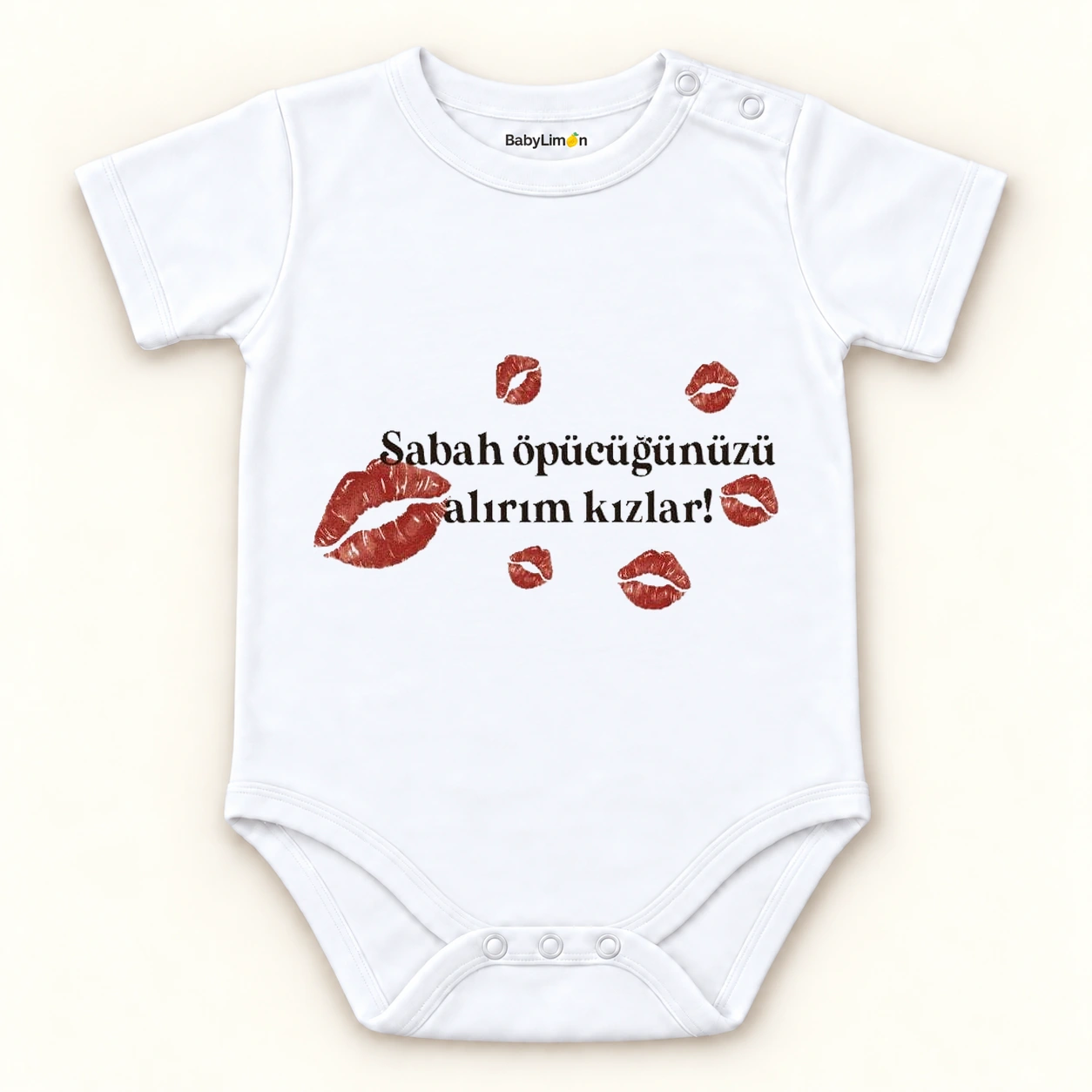 Sabah Öpücüğü Kısa Kol Organik Bebek Body ana ürün görseli; BabyLimon çıtçıtlı zıbın
