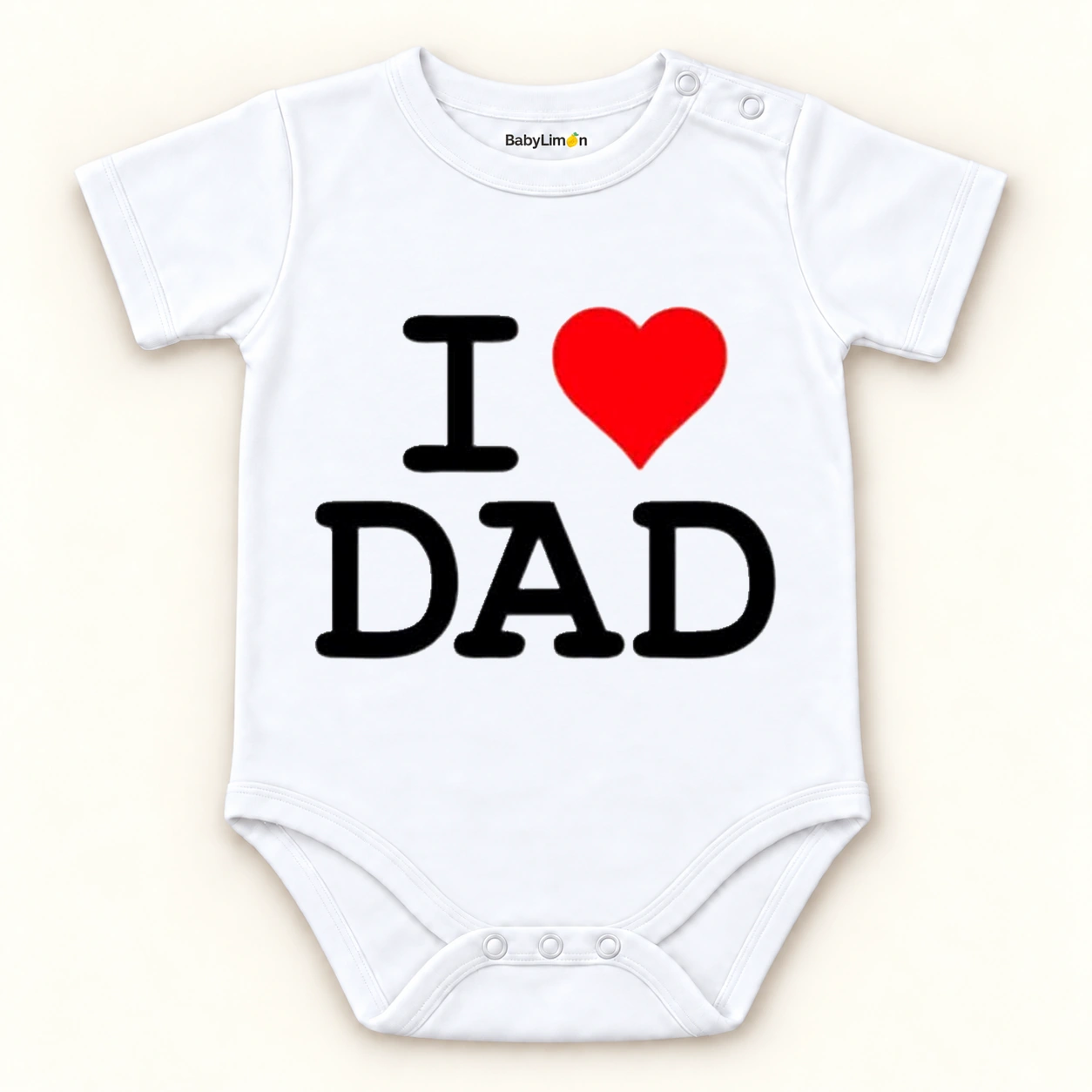 Unisex Beyaz Babaya Özel Zıbın ana ürün görseli; BabyLimon çıtçıtlı zıbın