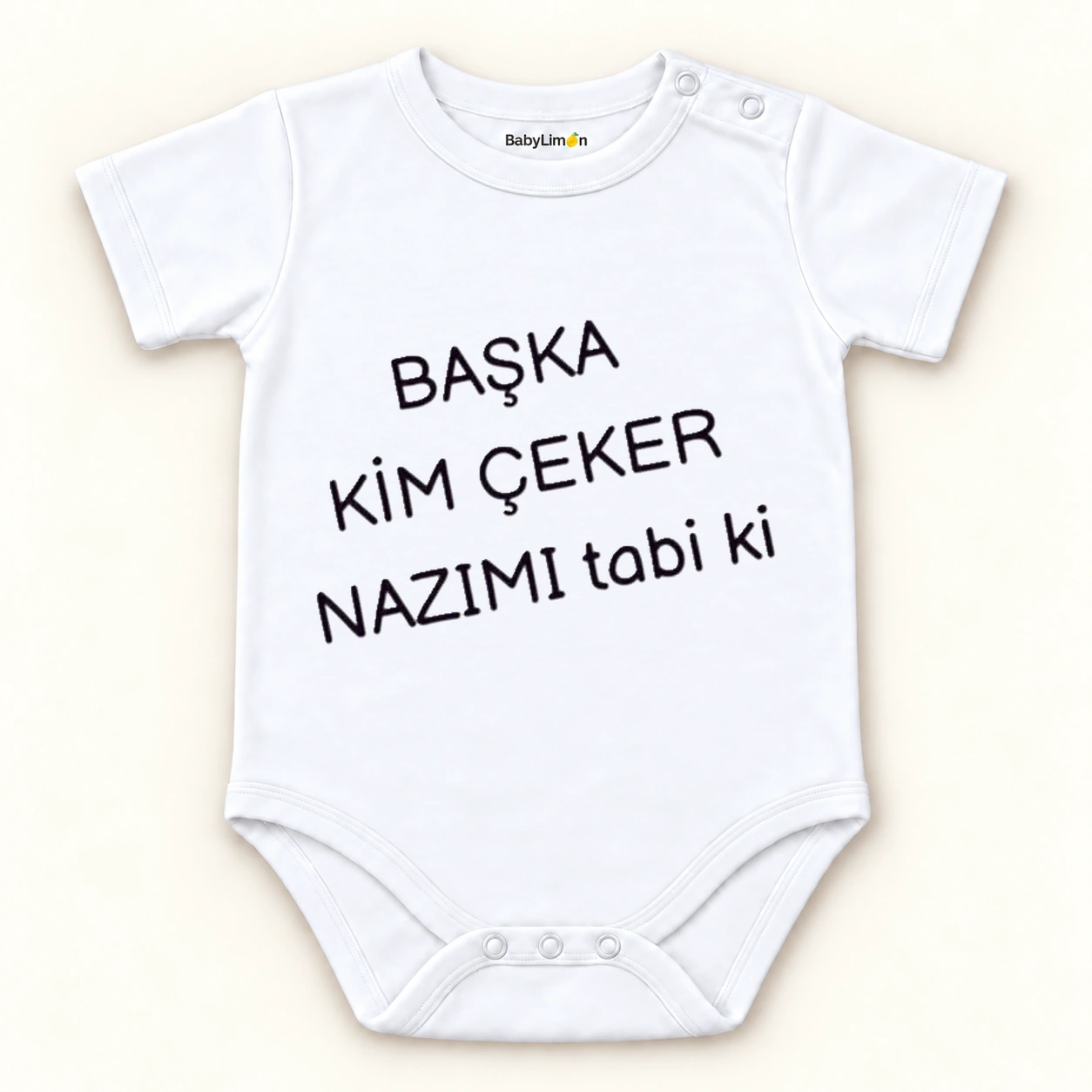 Unisex Bebek Anneanneye Özel Baskılı Bebek Body Zıbın ana ürün görseli; BabyLimon çıtçıtlı zıbın